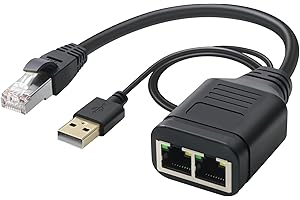 Duttek Ethernet Splitter 1 to 2 High Speed 1000Mbps, Gigabit Ethernet Splitter, Network LAN Splitter Adapter, RJ45 Splitter C