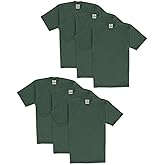 Pro Club Men's 6-Pack Heavyweight Cotton Short Sleeve Crew Neck T-Shirt, Forest Green, 4XL-Tall