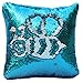 Haperlare 16 X 16 inch Blue Sequin Pillow Cover Mermaid Sequin Pillow Cover Reversible Sequin Pillow Case for Home Party Decorations Best Gifts Lake Blue and Silver Insert not Included