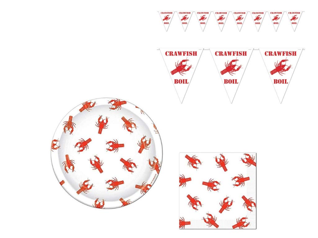 Amazon Com Crawfish Boil Party Flag Pennant Paper Plates