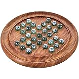 Shalinindia Games Solitaire Board In Wood With Glass Marbles