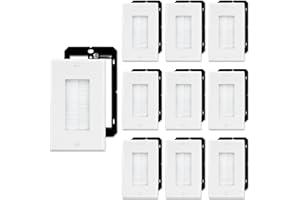 FGB 10 Pack Brush Wall Plate with Low Voltage Mounting Bracket, Cable Pass Through Wall Plate for Wires, Single Gang Cable Access Strap, Wall Socket - White