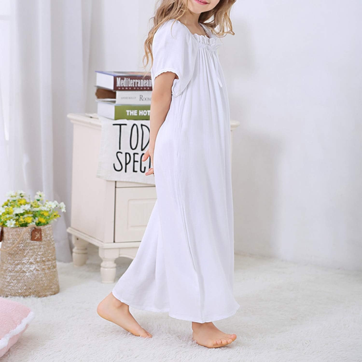 BOOPH Girls Dress Toddler White Casual Dress Princess Skirt for Girl 3-12 Years: Clothing