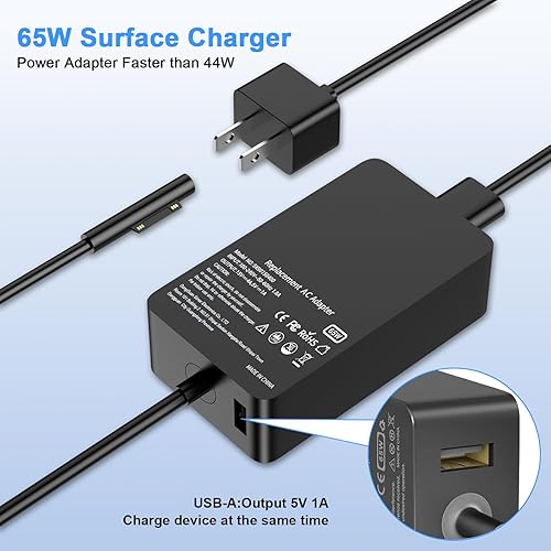 Surface Pro Charger 44W AC Adapter - Compatible With Microsoft Surface Pro 9 8 7 6 5 4 3 X Laptop