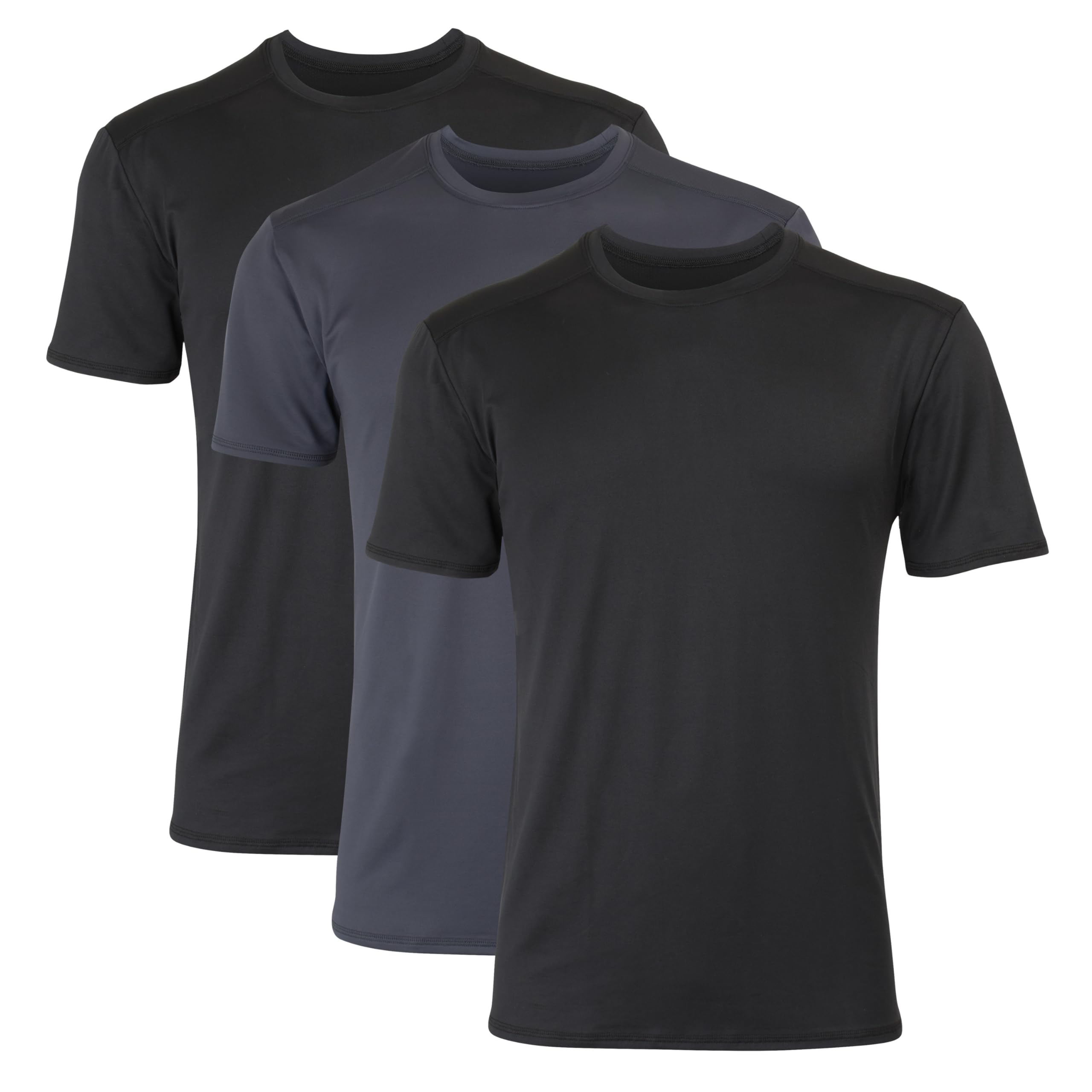 Photo 1 of ** 2 PACK - BLACK ** Hanes Men's Moves Mesh T-Shirt, X-Temp Moisture-Wicking Tee, White or Black/Grey, 3-Pack M