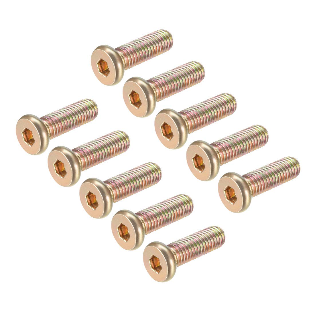 sourcing map M8x25mm Furniture Screw Hex Socket Machine Screws Zinc Plated Fasteners Bolts Full Thread Carbon Steel 20Pcs