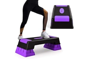 Goplus 30'' Aerobic Stepper with Risers, 5” 7” 9” Levels Height Adjustable, Workout Fitness Exercise Step Platform Trainer wi