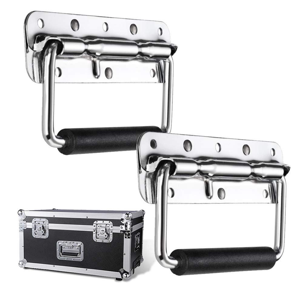 Guanici Lifting Box Handle Folding Handle Stainless steel toolbox handles Spring loaded box handle Hardware boxes chest handle for Toolbox Replacement,Storage Boxes Pull heavy sturdy 2 Pieces (Silver)
