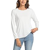GYS Bamboo Viscose Pajama Tops for Women Long Sleeve Tees Crew Neck Sleep Shirt