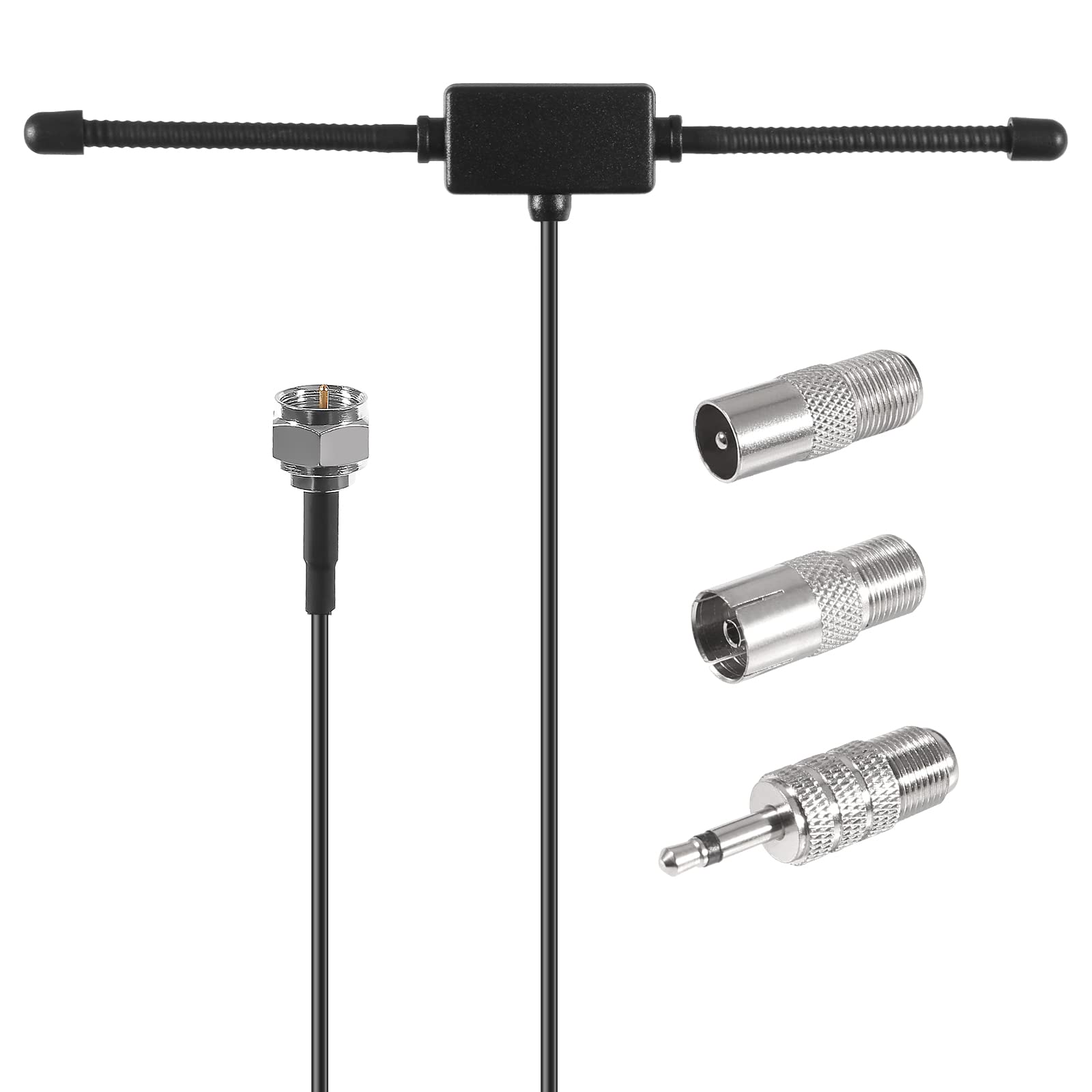 ALAMSCN FM Radio Antenna F Type Male Plug Connector with Adapter for Indoor Audio Vedio Home Theater Receiver