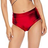 Gatielzana Shiny Metallic Booty Shorts Cheeky High Waisted Bottoms for Raves, Festivals, Dancing