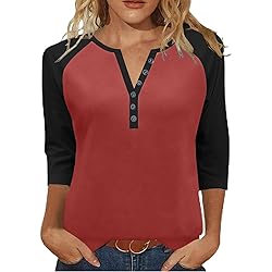 Womens 3/4 Sleeve Tops and Blouses Plus Size