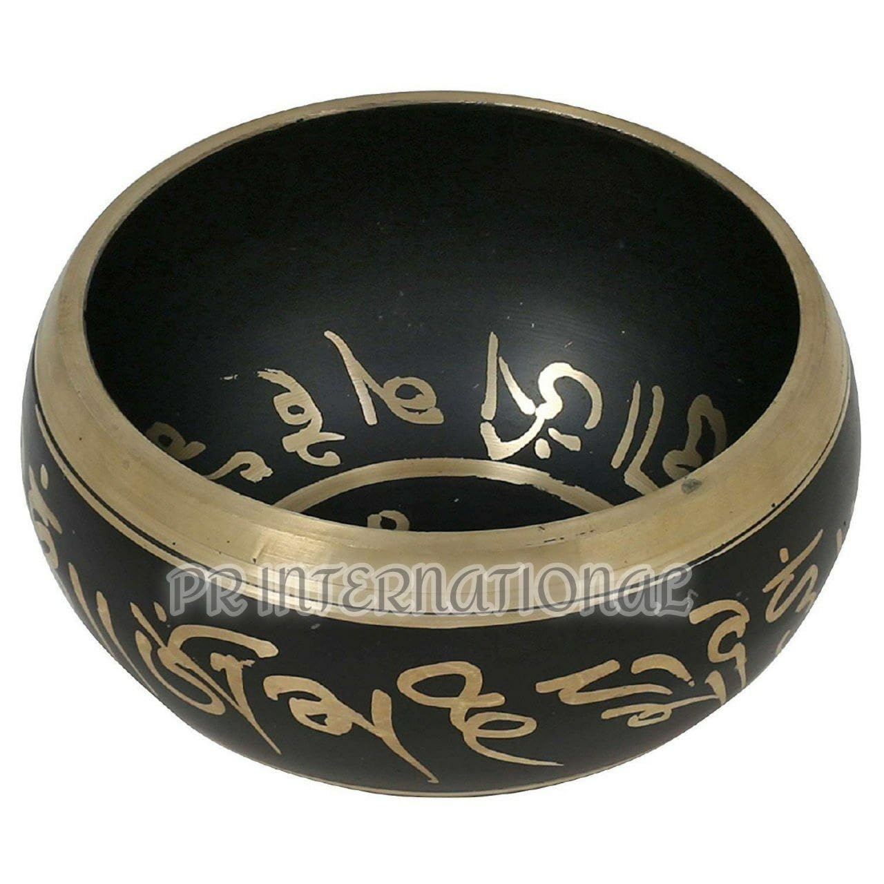 PR INTERNATIONAL Singing Bowl Tibetan Prayer Instrument with Wooden Stick And Cushion Meditation Bowl In Black Colour