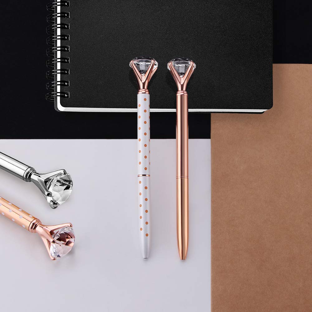 GYORGKSHI 6PCS Crystal Diamond Ballpoint Pen Bling Metal Ballpoint Pen Office Supplies for Women,Coworkers,Hostess and Girlfriend,Christmas Gifts for Women