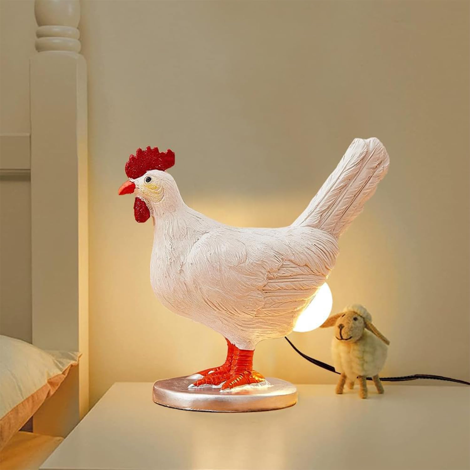 Photo 1 of Wuluretoos Chicken Egg Lamp,3D Hen Laying Egg Lamp with Color Gift Box,Lifelike LED Egg Lamp, Unique Christmas and Birthday Gift Idea for Friends and Family, Quirky Farmhouse Style Light Fixture
