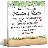 Best Auntie and Uncle Gifts, Thank You Gift for Aunt and Uncle, Auntie and Uncle Clear Desk Decorative Sign Acrylic Plaque Sign Desk Decor (4x4 Inch)