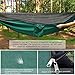 Double Single Camping Hammock,Portable Hammock with Net and Tree Straps,Lightweight Parachute Nylon Hammock for Backpacking Travel Beach Yard Outdoor Indoor Dark Green