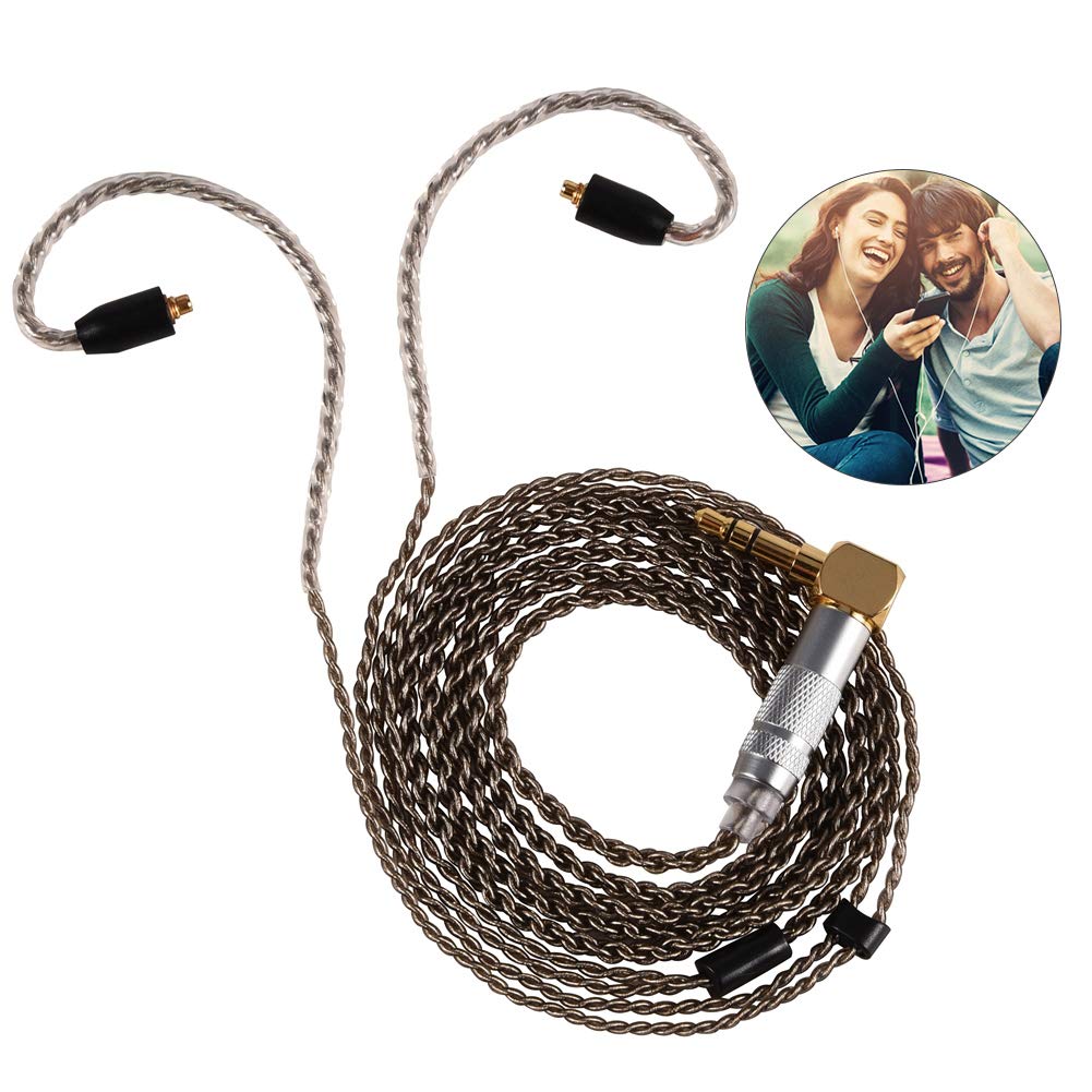 Mavis Laven MMCX Connector Cable, Braided Upgrade Silver Plated Copper Earphone Cable Replacement Headphones Cable for Shure SE215 SE535 SE846 Headphones