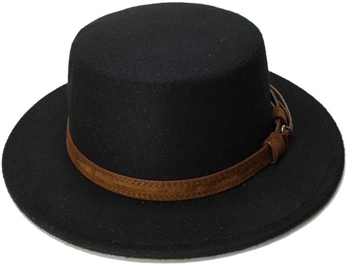 MUMUWU Vintage Wool Wide Brim Cap Pork Pie Porkpie Bowler Hat Solid