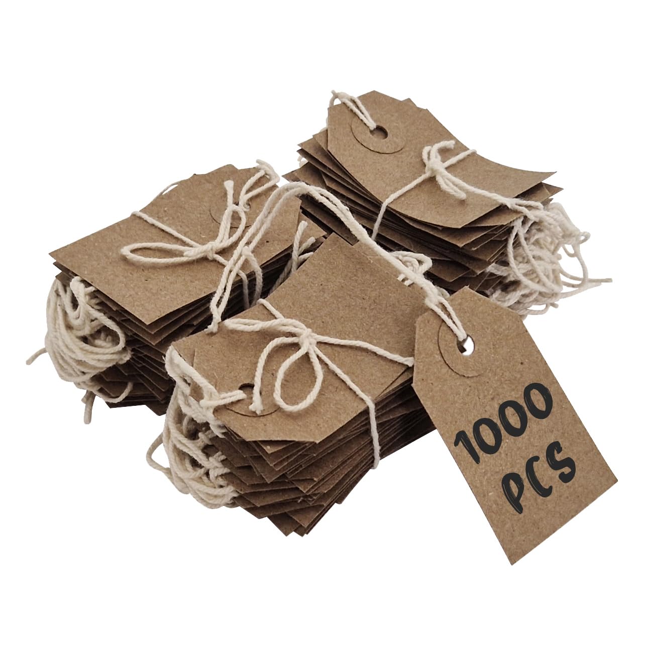 Swift Strung Tags Brown Reinforced Card Clothing Parcel Label String Hanging Gift Swing Tickets Kraft Hang Price Labelling 56mm x 35mm (Pack of 1000)