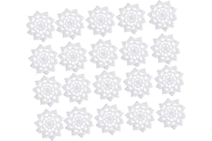 NESTINGHO 20pcs Hand Crochet Flowers DIY Knit Ornament Crochet Doilies Mini Basket White Cotton Thread
