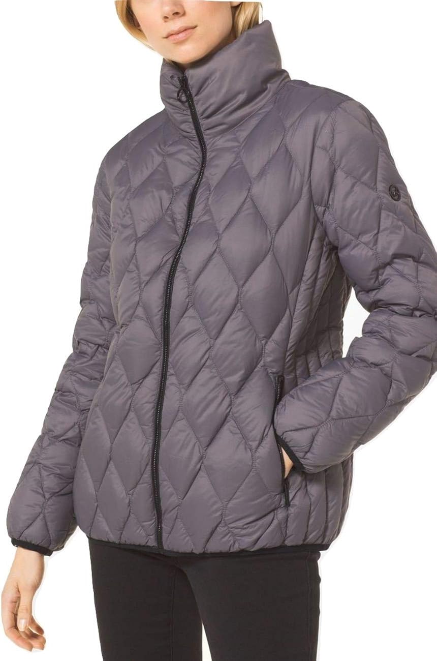 quilted nylon packable hooded puffer jacket