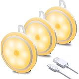 wobsion Motion Sensor Light Indoor, Rechargeable Puck Lights, Wireless Closet Lights, 1000mAH Cabinet Lights,3 Installation M