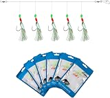 Luroad 6 Pcs Sea Fishing Rigs 30 Hooks Mackerel Feathers Luminous Beads