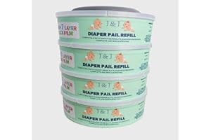 J & J Diaper Pail Refills, 7 Layer Odour Lock Film, Compatible with Diaper Genie Elite, Expressions, Complete and Mini Pails,