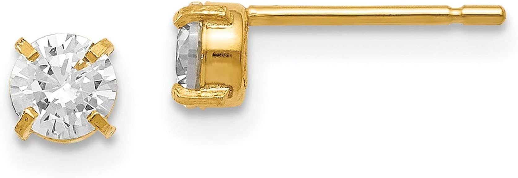 Amazon.com: 14k Yellow Gold CZ Stud-4.0mm Earrings 4x4 mm: Jewelry