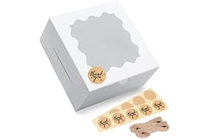 Eupako 50 Pack 4x4x2.5-Bakery-Boxes-with-Window - White-Cookie-Boxes-Mini-Cake-Boxes-Small-Treat-Box-Pastry-Dessert-Boxes