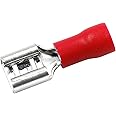 Baomain Female Quick disconnects Vinyl Insulated Spade Wire Connector Electrical Crimp Terminal 22-16 AWG 6.3mm 1/4" Red (1000PCS)