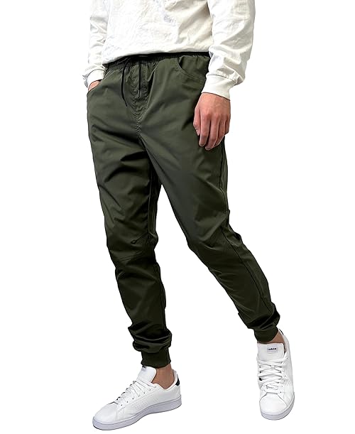Southpole Men's Tech Woven Basic Jogger Pant for Men Lightweight Trackpant (Olive, Medium)
