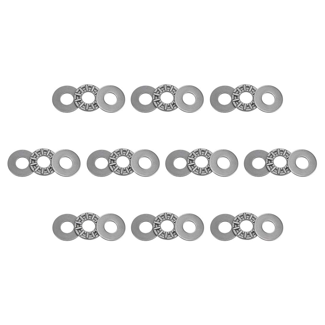 sourcing map AXK0819 Thrust Needle Roller Bearings with Washers 8mm Bore 19mm OD 2mm Width 10pcs