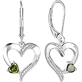 YL Heart Dangle Earrings 925 Sterling Silver Drop Earrings Birthstone Leverback Jewelry for Women