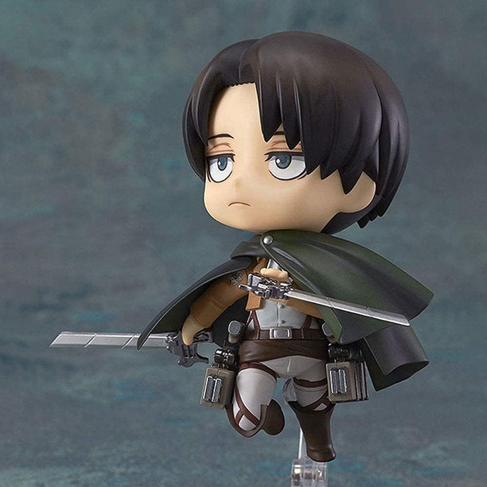 Attack On Titan Levi·Ackerman Q Version Nendoroid Action Figures Toy with Accessories Movable Anime Figures Statue Cartoon Game Character Model Desktop Decorations Ornaments