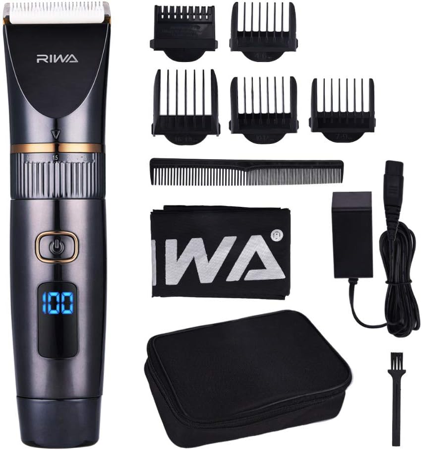 LUBANF Professional Waterproof Hair Trimmer LED Display Men's Haircut Cutting Machine Grooming Low Noise Clipper Titanium Ceramic Blade