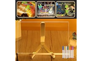 FIOPET Upgrade LED Note Board with Colors, Light Up Acrylic Message Board Light Up Dry Erase Board with Adjustable Stand and 7 Colors Pen, LED Illuminated Drawing Board for Office School Home (12 * 8in)