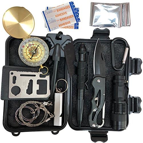 Open Eagle 13 in 1 Emergency Survival Kit - Complete with Pocket Knife, Blanket, Tactical Pen, and Other SOS Tools - Small, Mini and Compact, Perfect for Hiking, Camping, Backpacking, and Outdoors