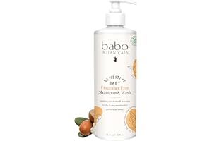 Babo Botanicals Sensitive Baby 2-in-1 Shampoo & Wash With Natural Oat Protein, Shea and Cocoa Butter, Fragrance-Free, Vegan -