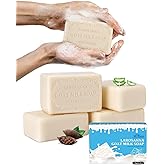 larosanna Australian Goat Milk Soap,Helps Moisturize,Smooth & Cleanse Skin,Triple-milled Bar Soap with Cocoa Butter,Aloe Vera and Pure Plant Oil,Body Soap Bars 6.3 oz for Adults & Babies,Pack of 4