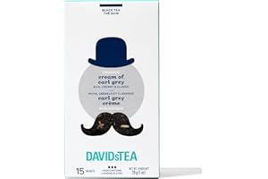 DAVIDsTEA Organic Cream of Earl Grey – High Caffeine Black Tea with Bergamot & Natural Vanilla – 15 Count – Smooth, Citrusy &