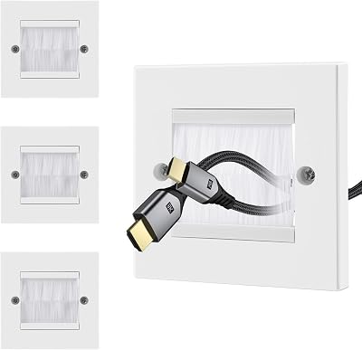 Dedjgoo 4PCS Single Gang Brush Wall Plate for Cable Pass Through Cover White