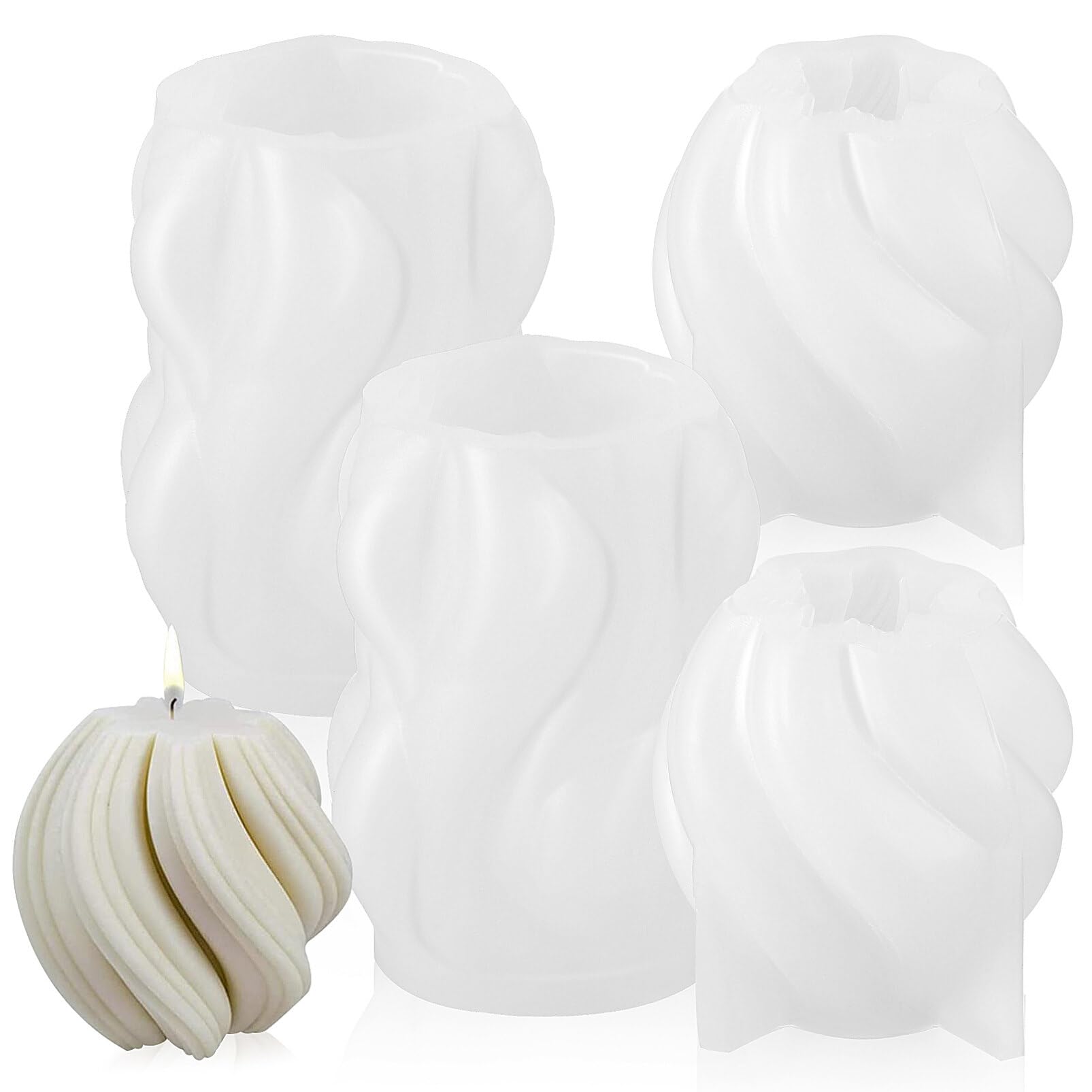 Abaodam 4Pcs Candle Making Molds 3D Silicone Candle Molds Wave Shape DIY Candle Molds for DIY Crafts Wax Candle