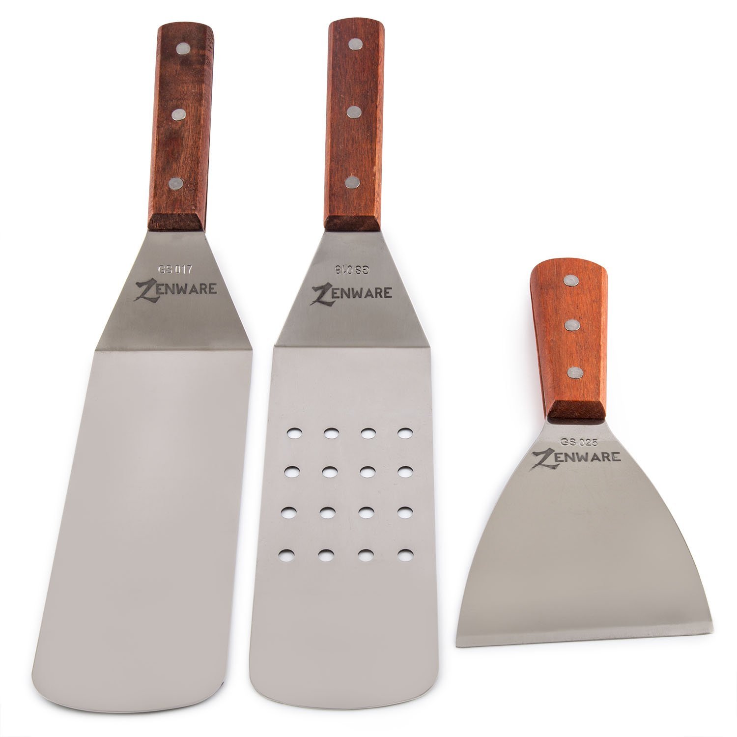 Zenware 3 Piece Stainless Steel Utensil Set with Spatula and Scraper