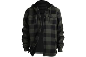 GARY COM Heavy Thick Flannel Plaid Jacket Sherpa Fleece Lined Hoodies for Men Zip Up Winter Warm Coat Buffalo Zipper Sweatshirt