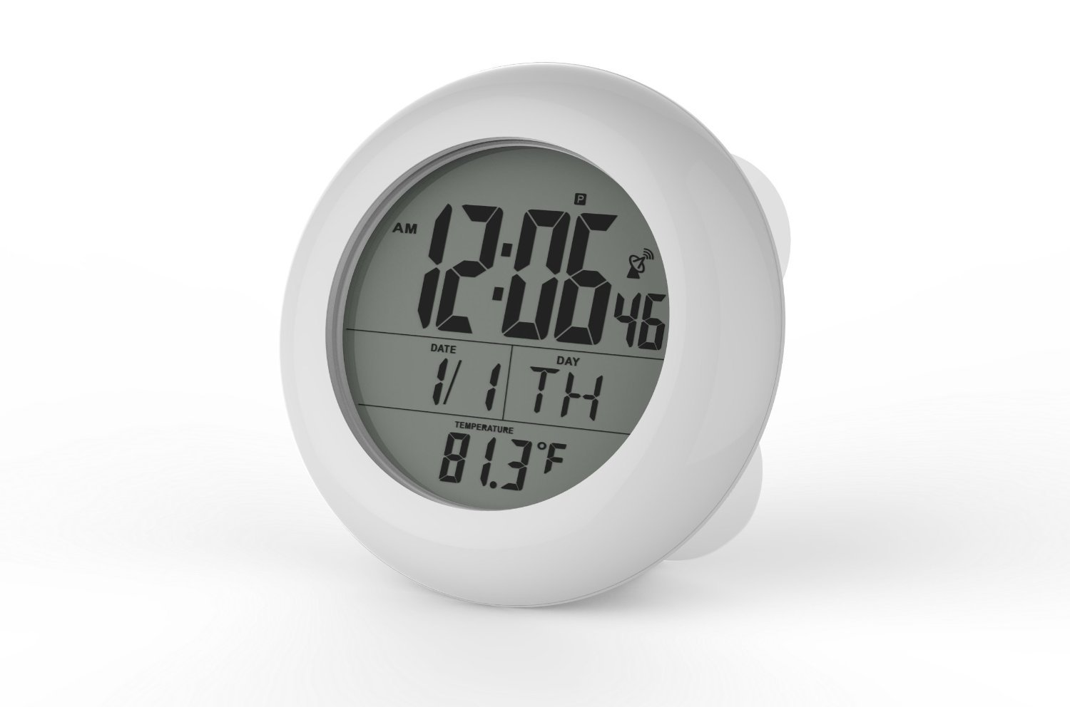 Atomic LCD Bathroom Shower Clock Displays Time, Date, Week