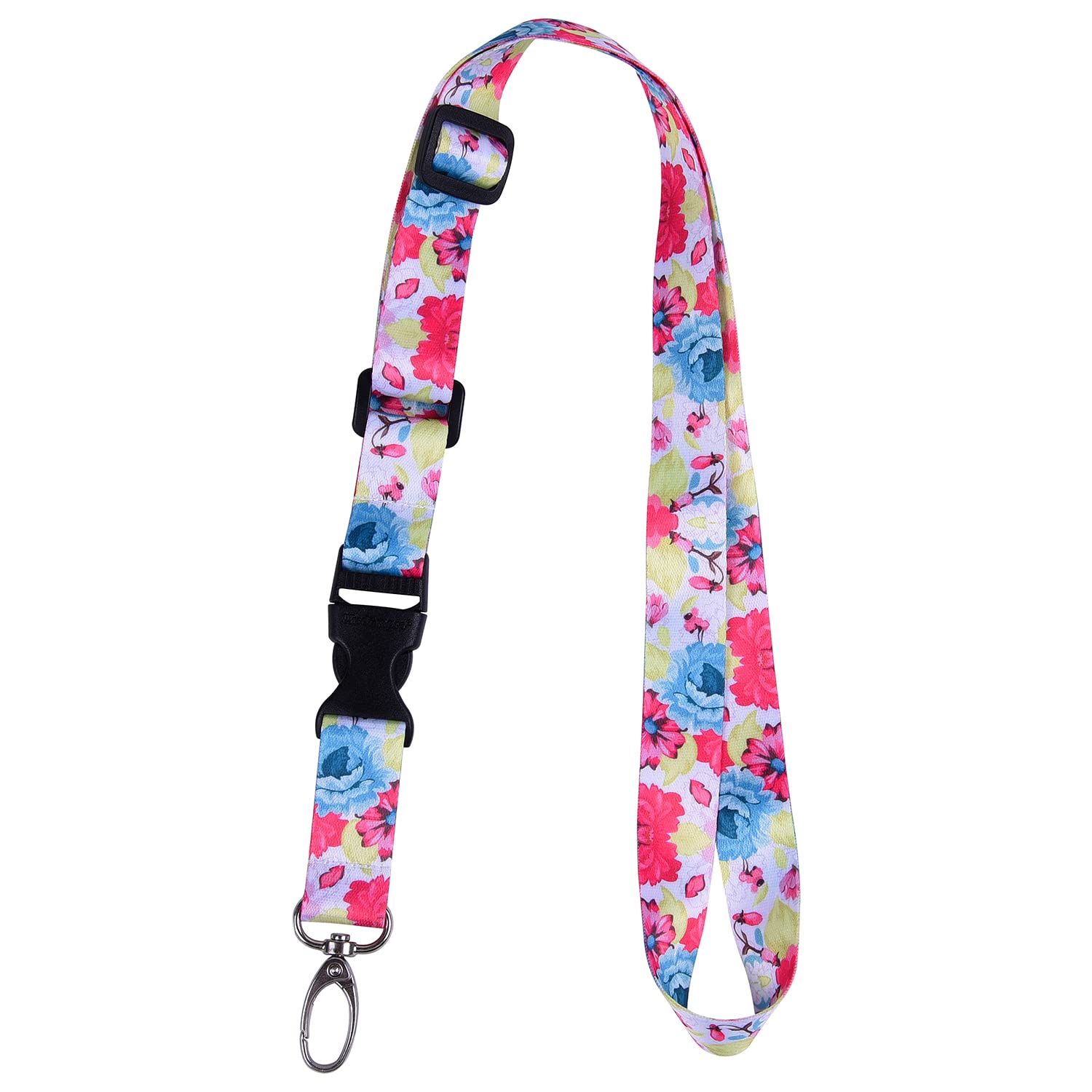 wisdompro Office Lanyard Adjustable Length, Heavy Duty Neck Strap with Detachable Buckle and Oval Clasp for Keys, Name Tag, ID Card Badge Holder - Dahlia