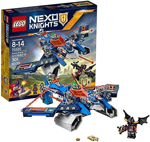 Lego Year 2016 Nexo Knights Series Set #70320 - AARON FOX'S AERO-STRIKER V2 with Aaron Fox, Aaron Bot and Ash Attacker Minifigures (Pieces: 301)