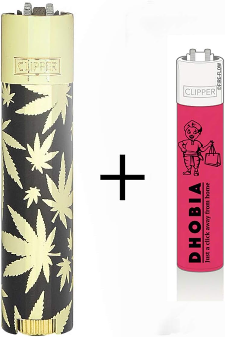 Dhobia® Clipper Mechero – Metal Flint Leaves – Black Leave – Oro Cap: Amazon.es: Hogar